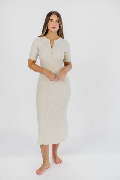 Samantha Button Front Maxi Dress in Ivory