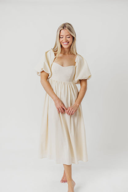 Hamilton Midi Dress in Ivory - Bump Friendly (S-XL)