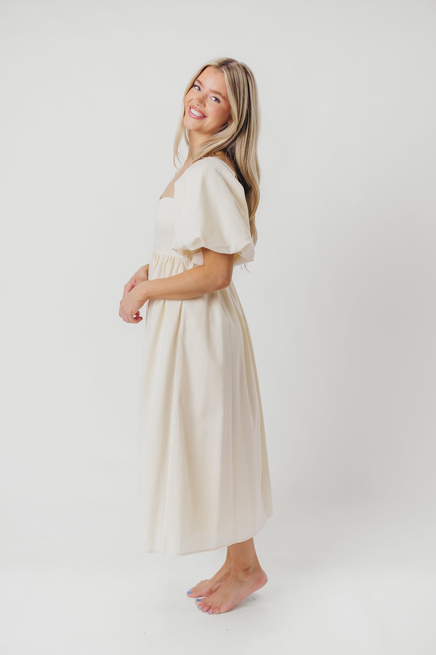 Hamilton Midi Dress in Ivory - Bump Friendly (S-XL)