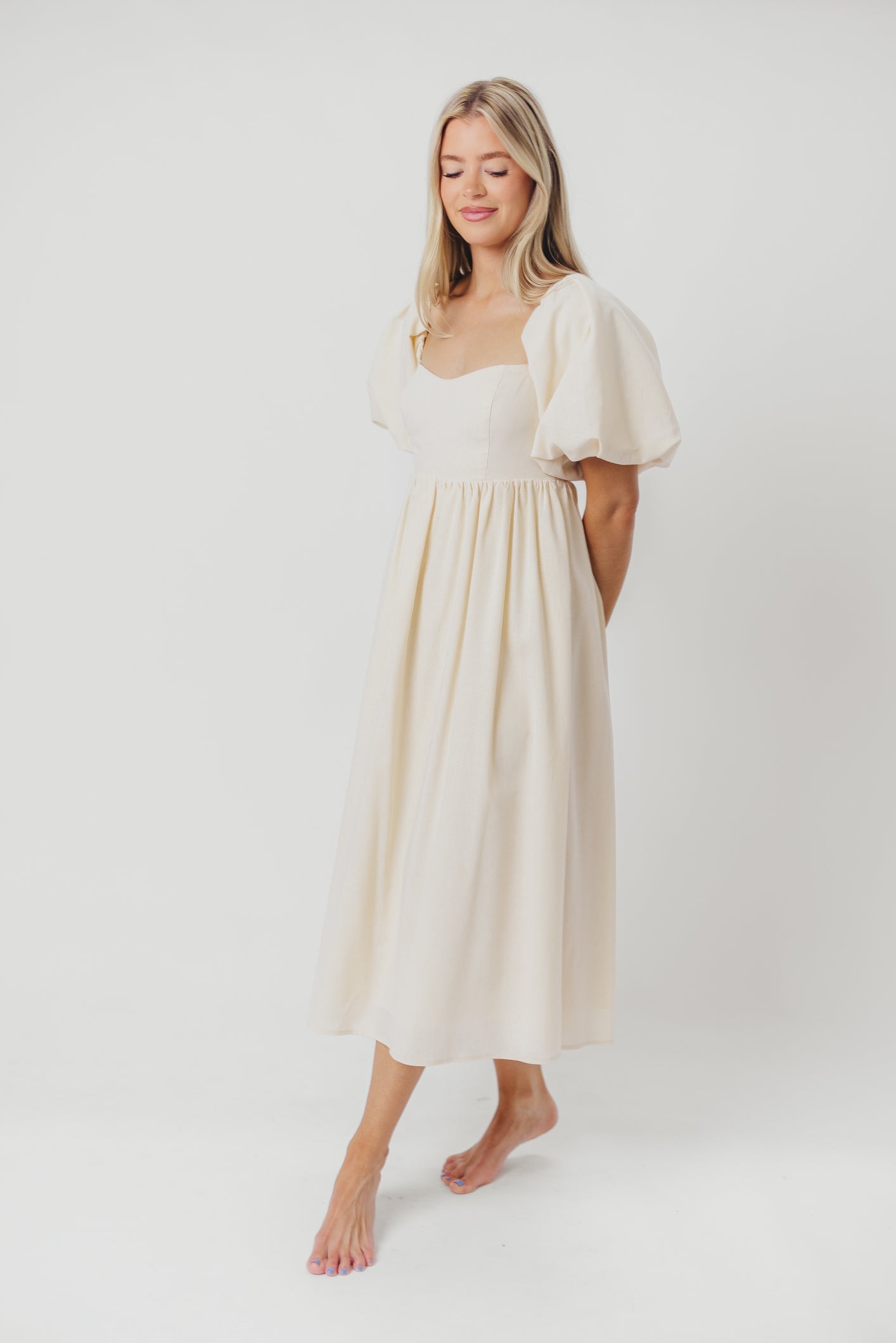 Hamilton Midi Dress in Ivory - Bump Friendly (S-XL)