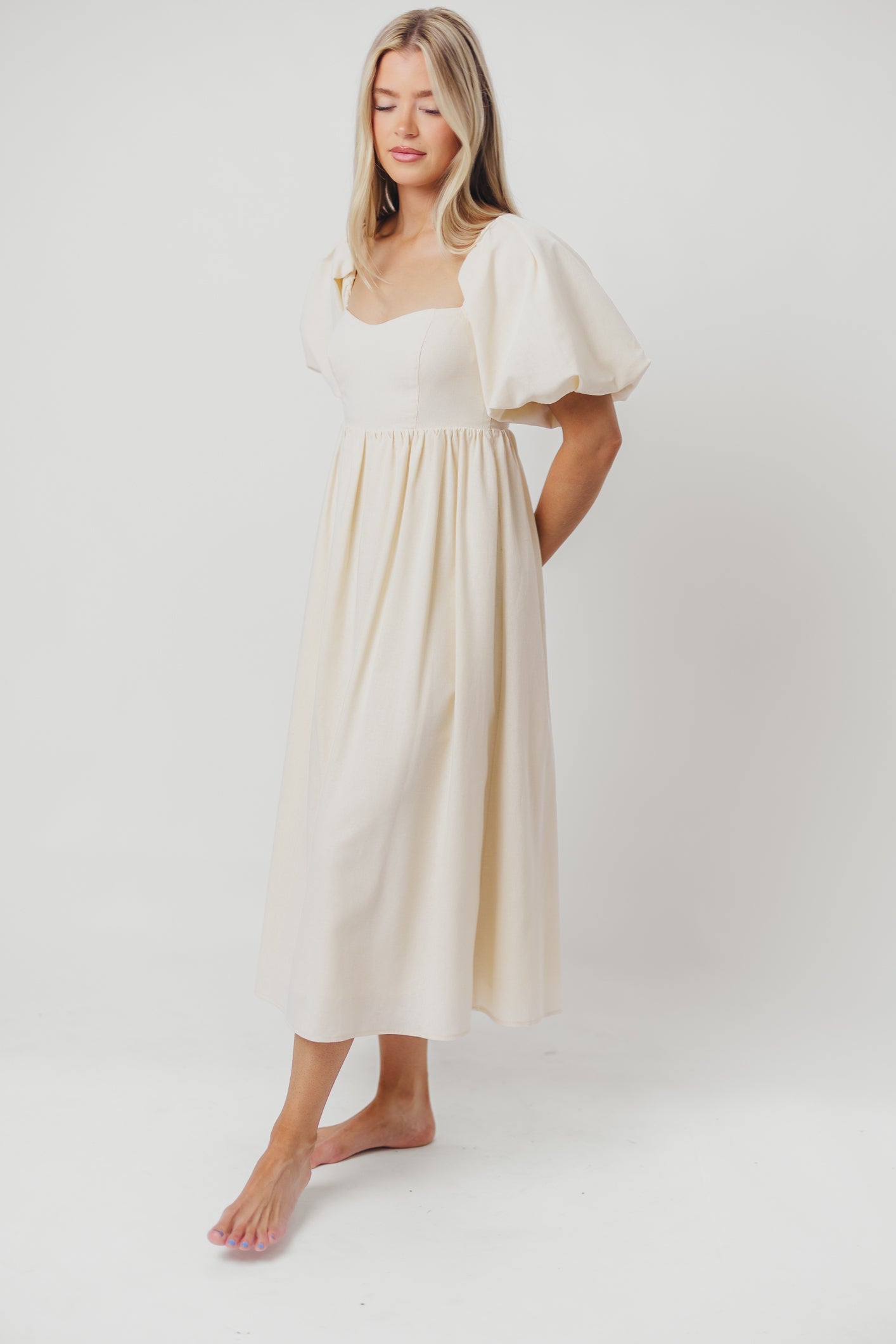 Hamilton Midi Dress in Ivory - Bump Friendly (S-XL)