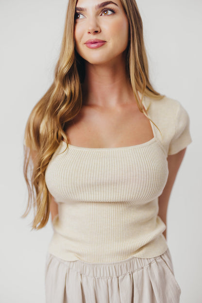 Ashley Square Neckline Knit Top in Ivory