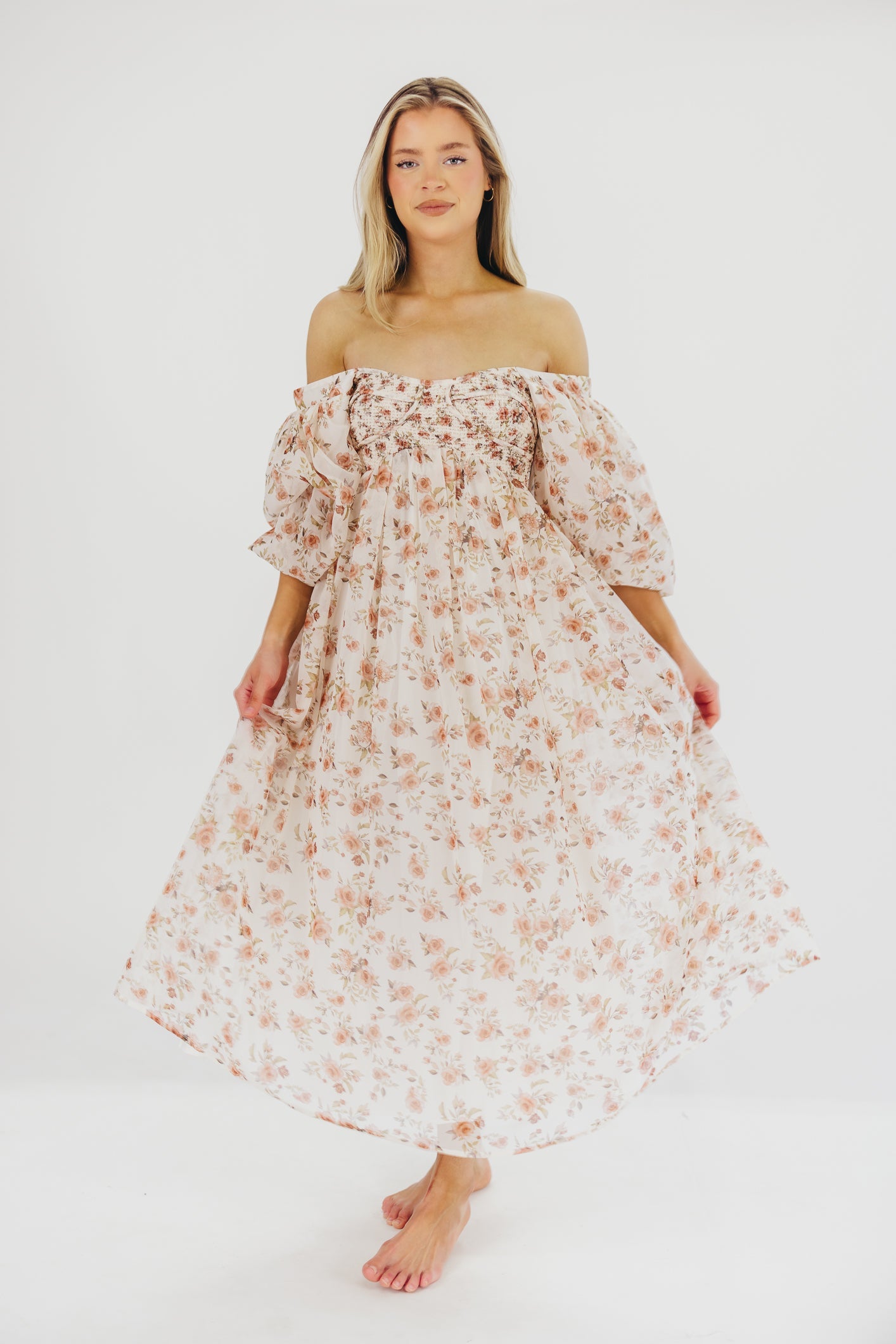 Harlow Maxi Dress in Ivory Floral - Bump Friendly & Inclusive Sizing (S-3XL)