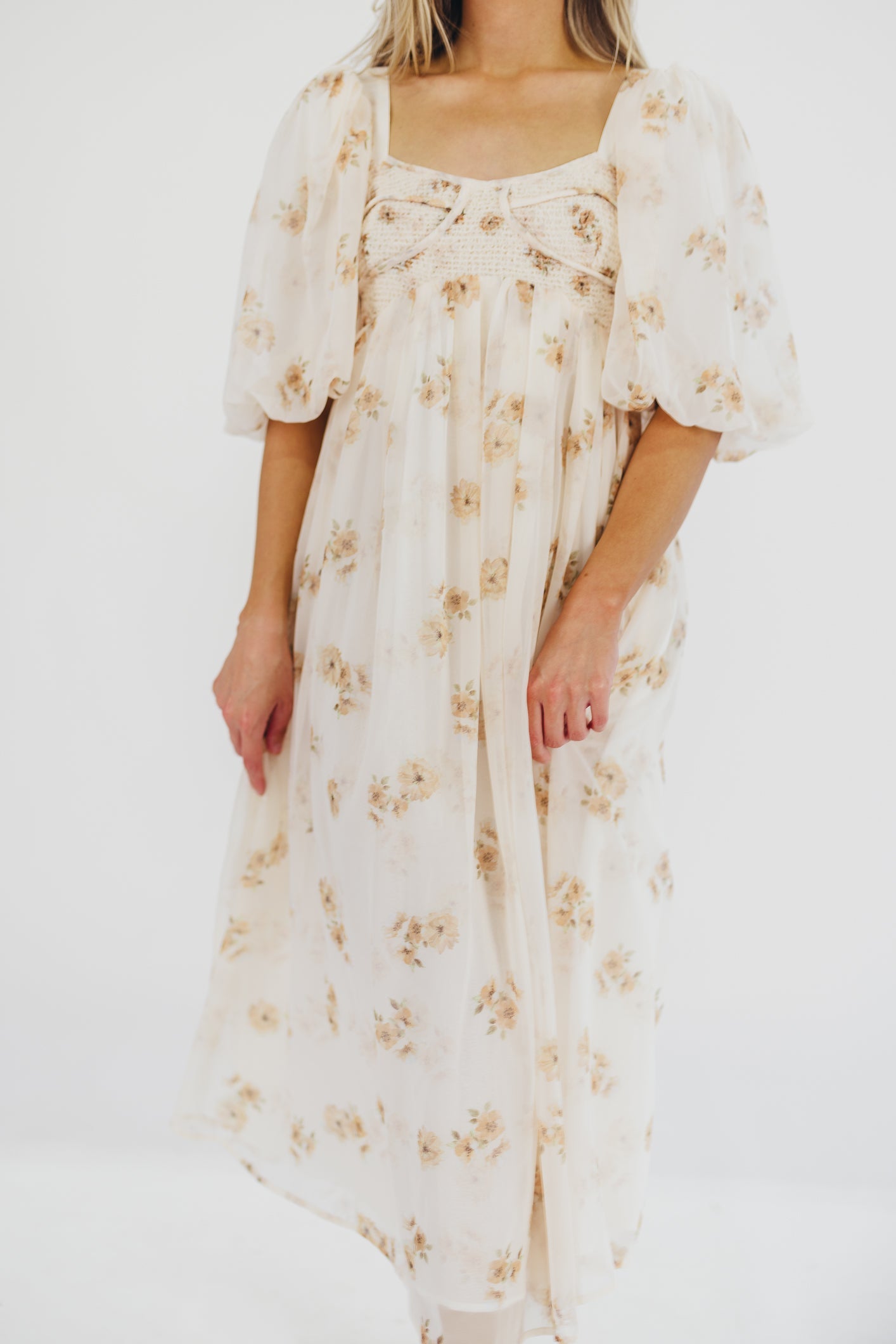 Harlow Maxi Dress in Taupe Floral - Bump Friendly & Inclusive Sizing (S-3XL)