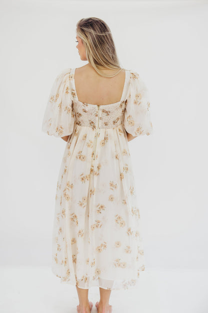 Harlow Maxi Dress in Taupe Floral - Bump Friendly & Inclusive Sizing (S-3XL)