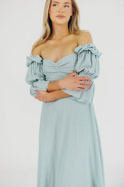 Corrine Tiered Sleeve Maxi Dress with Pockets in Teal Blue - Bump Friendly