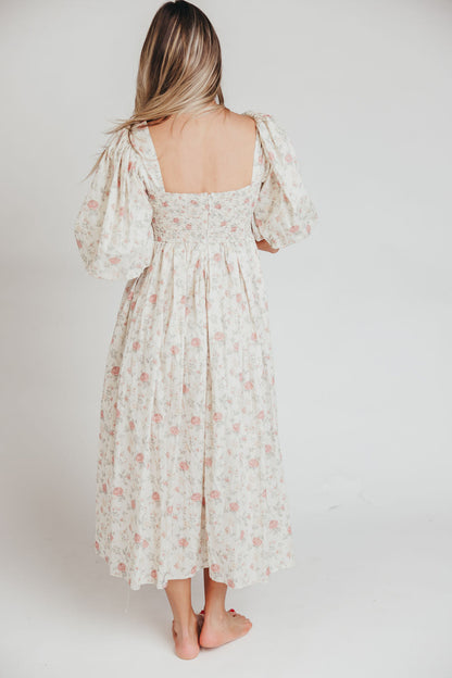 Harlow Maxi Dress in Off-White Floral - Bump Friendly & Inclusive Sizing (S-3XL)