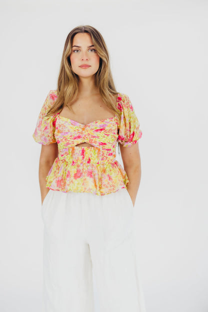 Arlet Top in Yellow Multi Floral