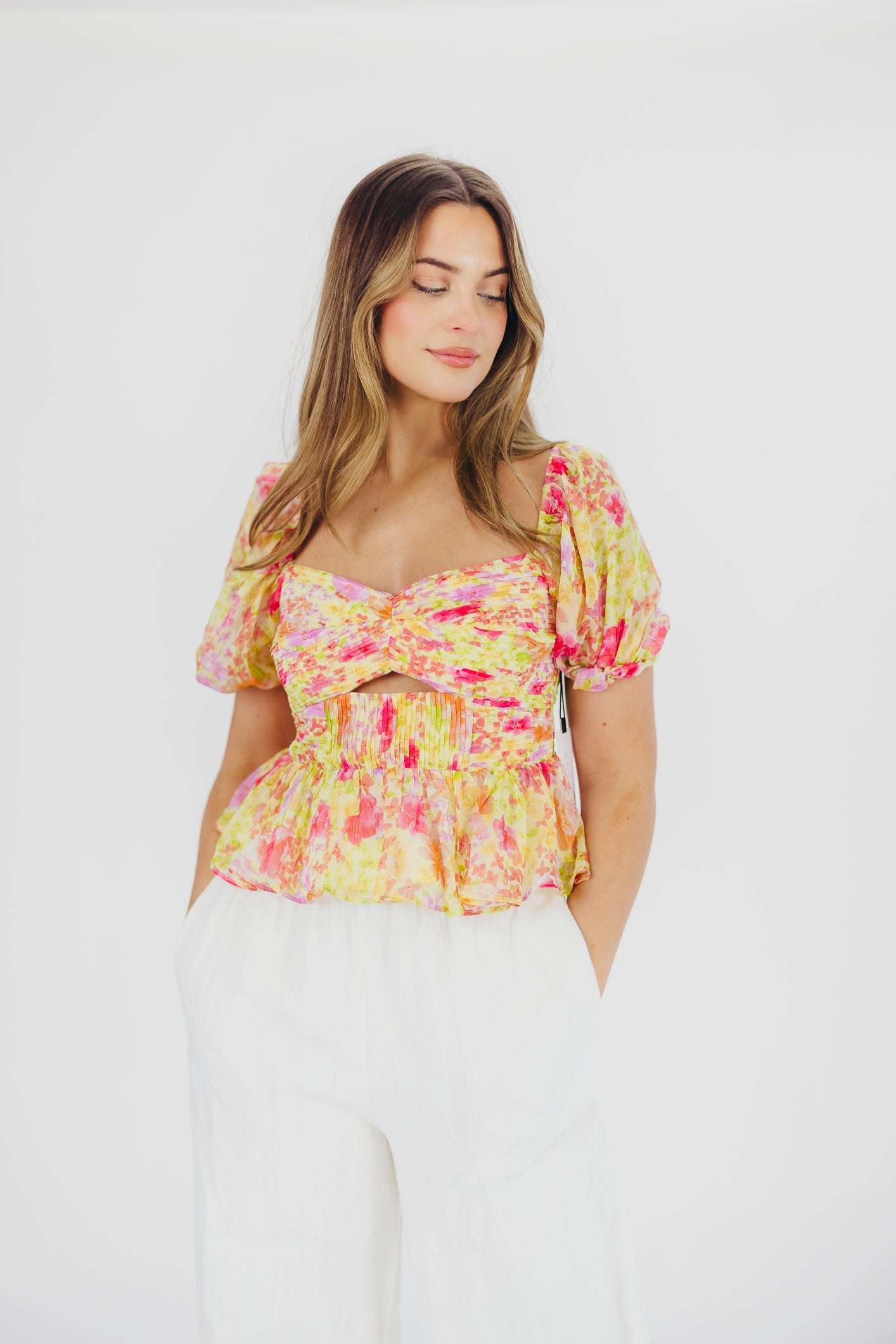 Arlet Top in Yellow Multi Floral