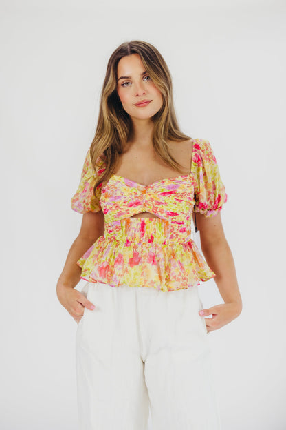 Arlet Top in Yellow Multi Floral