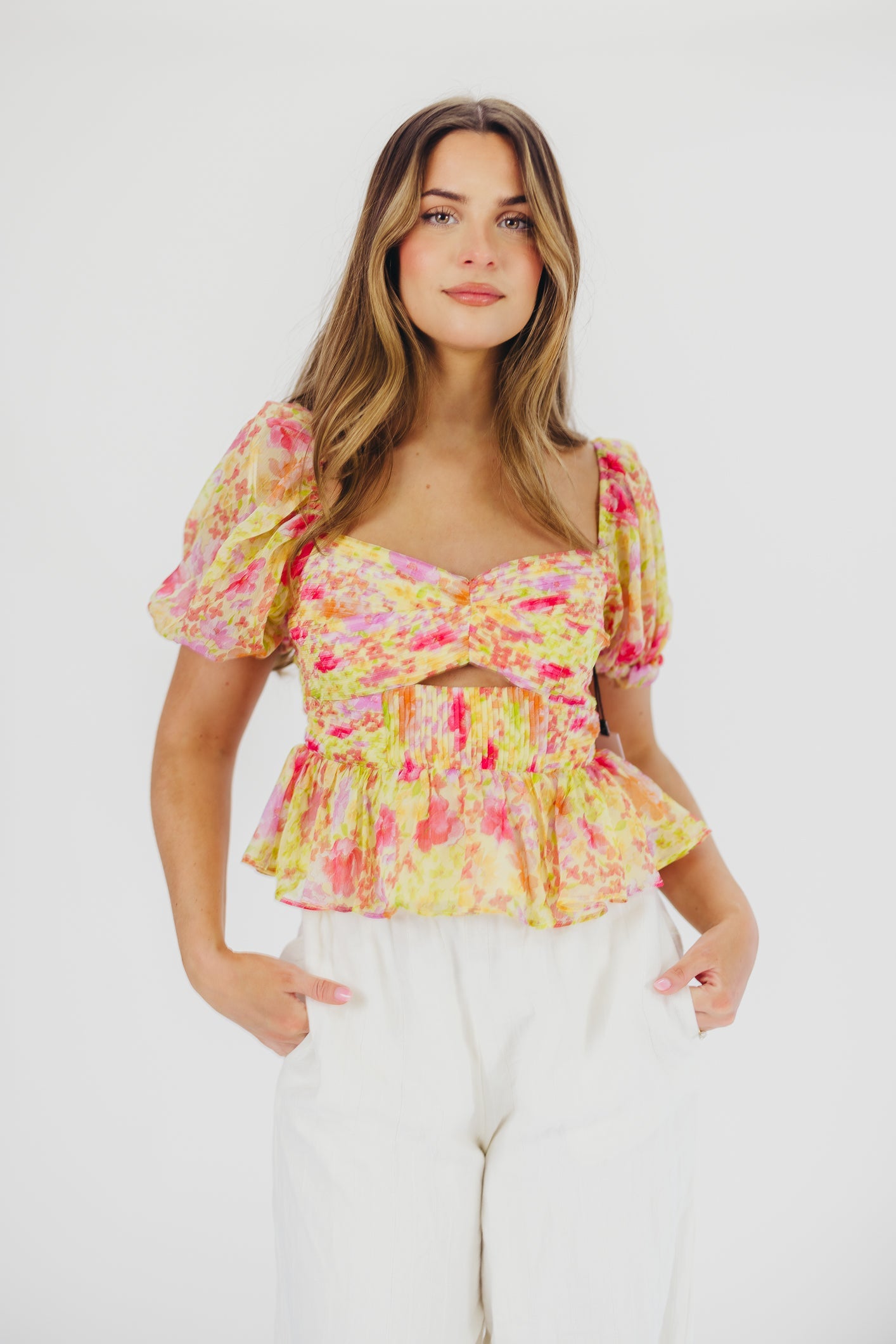 Arlet Top in Yellow Multi Floral