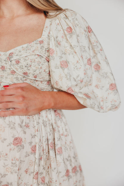 Harlow Maxi Dress in Off-White Floral - Bump Friendly & Inclusive Sizing (S-3XL)