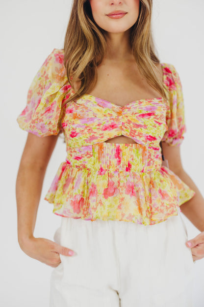 Arlet Top in Yellow Multi Floral