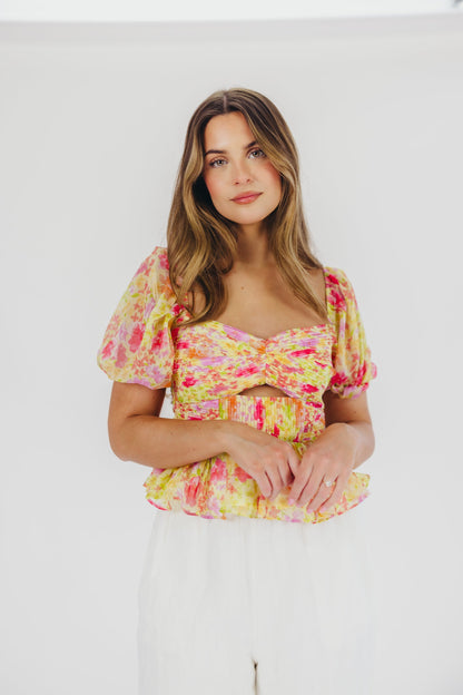 Arlet Top in Yellow Multi Floral