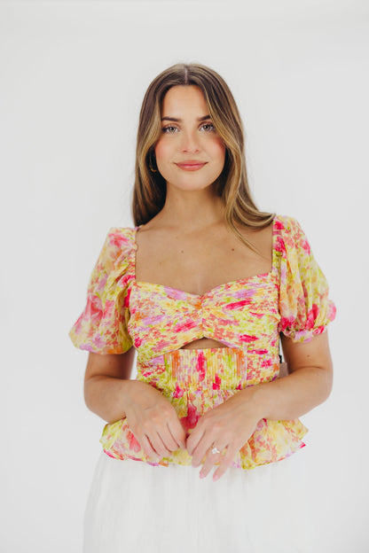 Arlet Top in Yellow Multi Floral