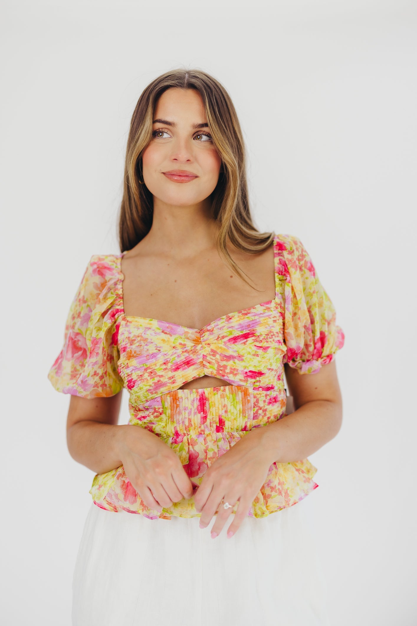 Arlet Top in Yellow Multi Floral