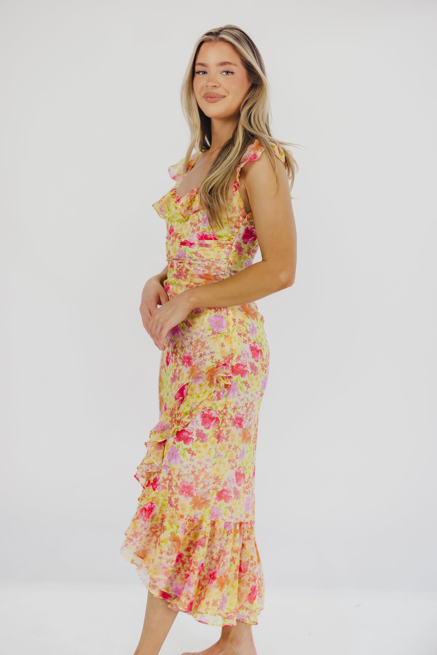 Luvita Dress in Yellow Multi Floral