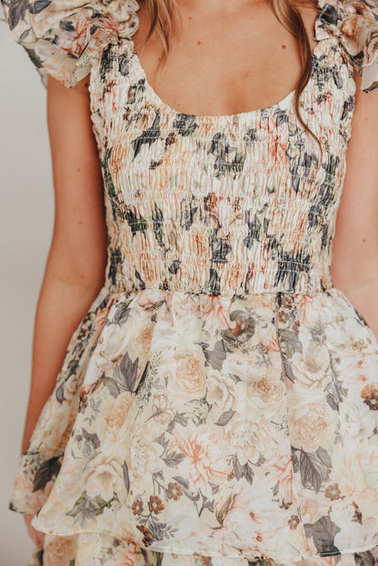 Forever & Always Midi Dress in Champagne Floral - Bump Friendly & Inclusive Sizing (S-3XL)