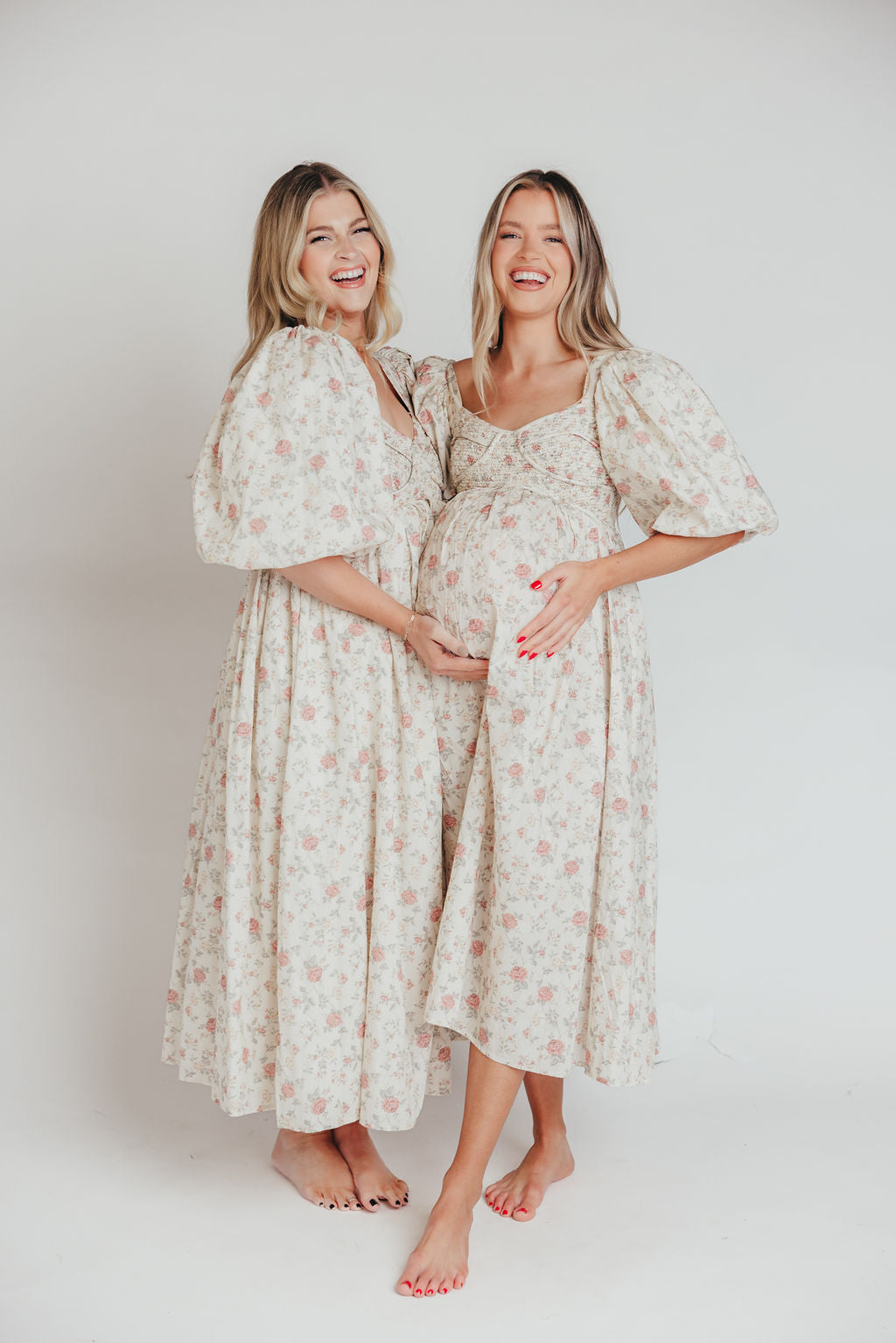 Harlow Maxi Dress in Off-White Floral - Bump Friendly & Inclusive Sizing (S-3XL)