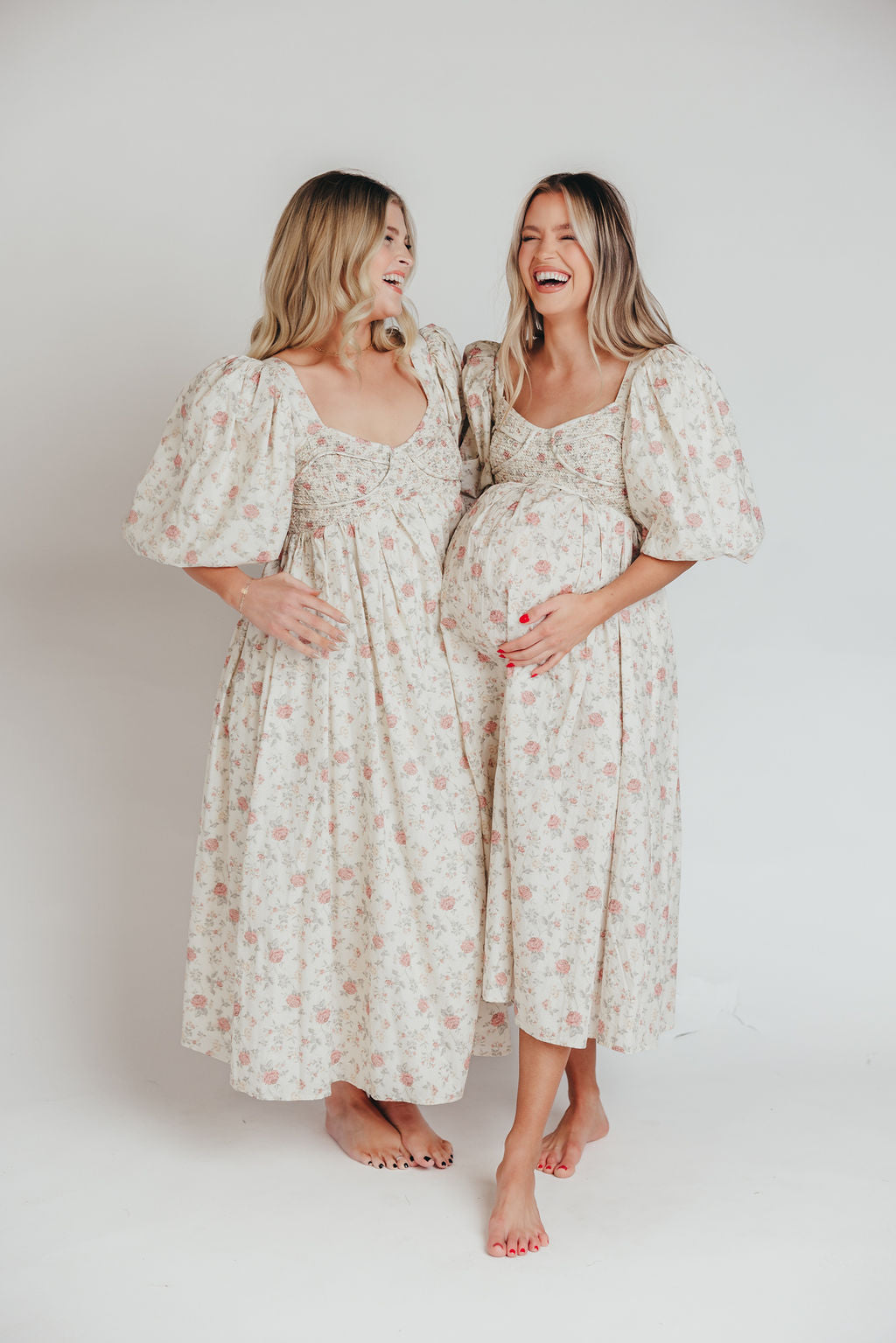 Harlow Maxi Dress in Off-White Floral - Bump Friendly & Inclusive Sizing (S-3XL)