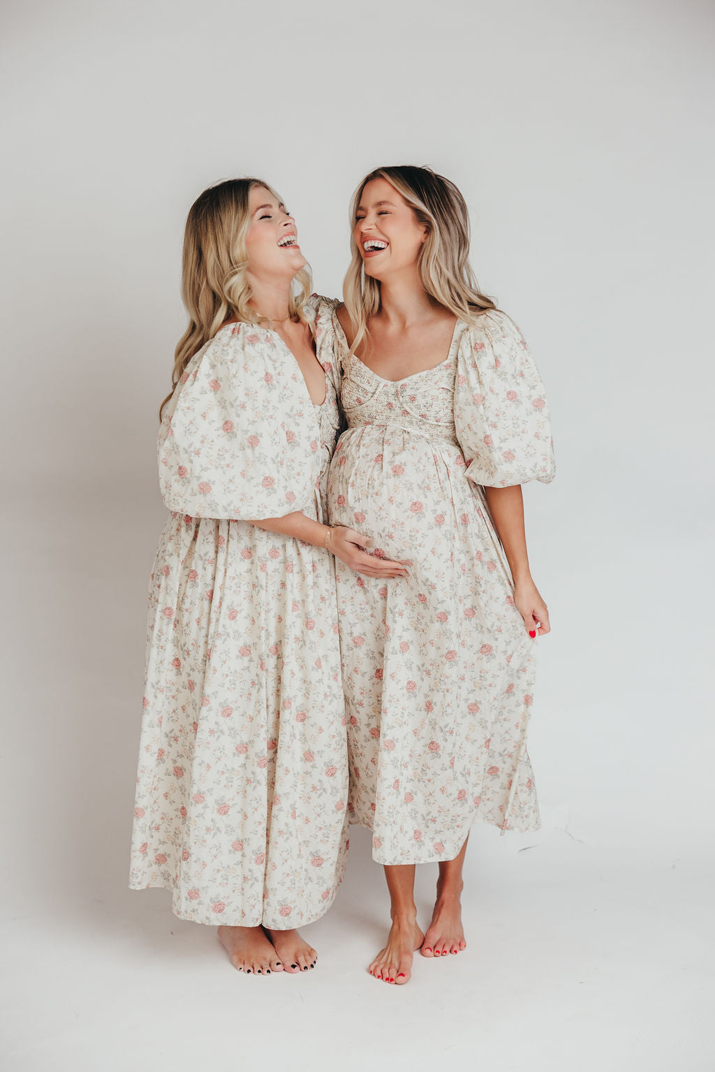 Harlow Maxi Dress in Off-White Floral - Bump Friendly & Inclusive Sizing (S-3XL)