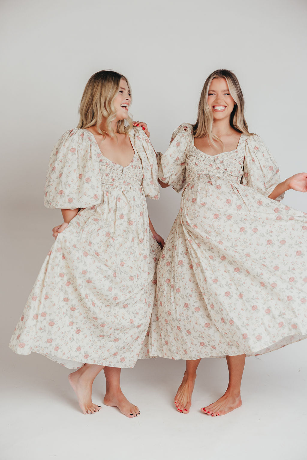 Harlow Maxi Dress in Off-White Floral - Bump Friendly & Inclusive Sizing (S-3XL)