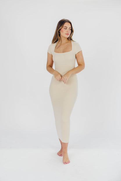 Wren Ribbed Knit Maxi Dress with Square Neckline in Cream (XS-XL) - Worth Collective Exclusive