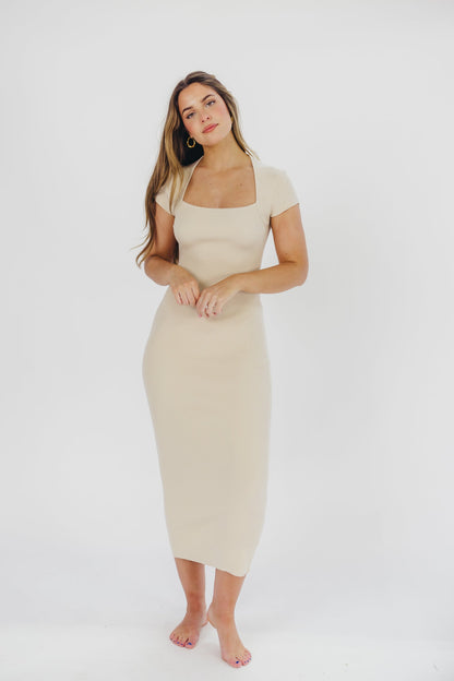 Wren Ribbed Knit Maxi Dress with Square Neckline in Cream (XS-XL) - Worth Collective Exclusive