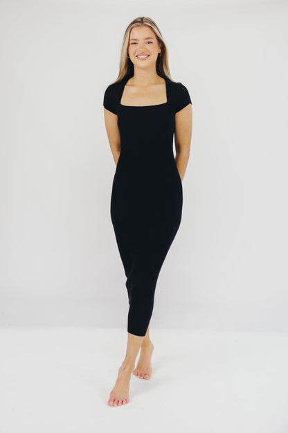 Wren Ribbed Knit Maxi Dress with Square Neckline in Black (XS-XL) - Worth Collective Exclusive