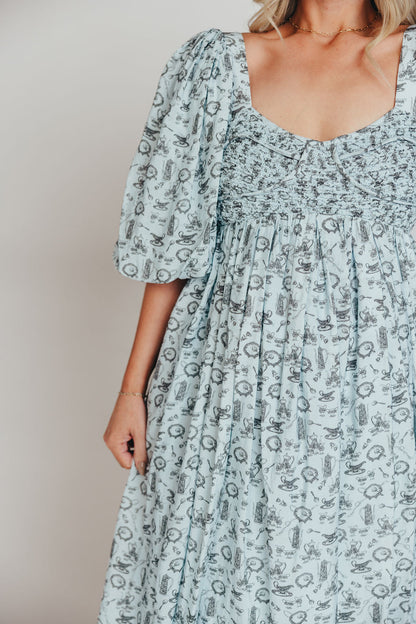 Harlow Maxi Dress in Blue Vintage Tea - Bump Friendly & Inclusive Sizing (S-3XL)