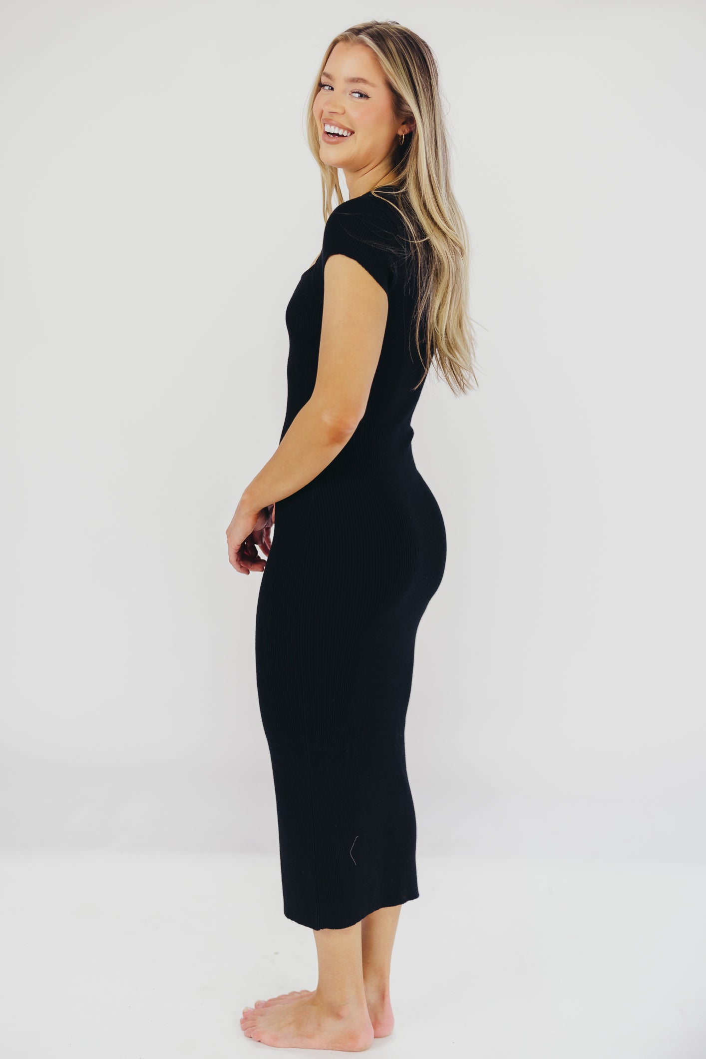 Wren Ribbed Knit Maxi Dress with Square Neckline in Black (XS-XL) - Worth Collective Exclusive