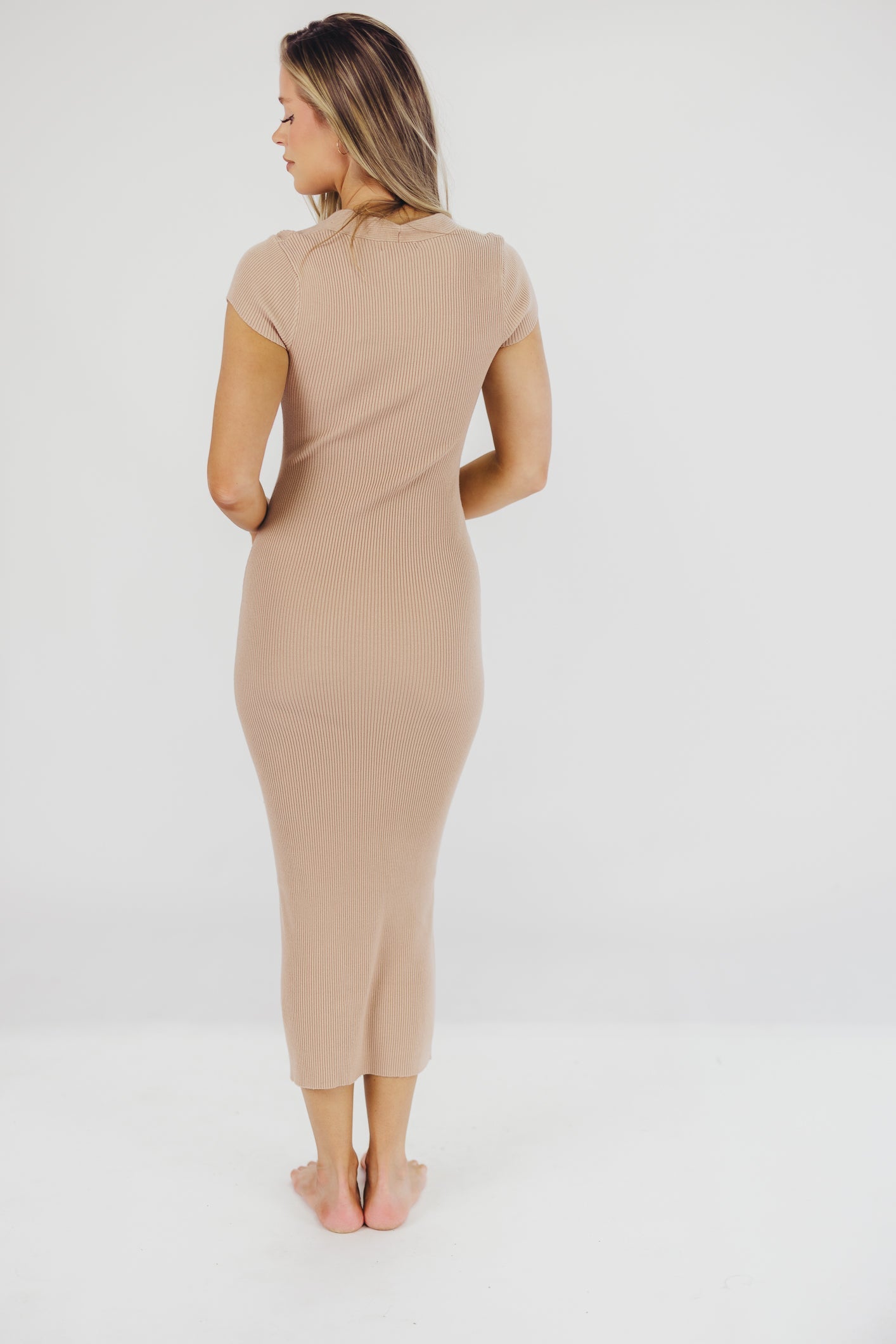 Wren Ribbed Knit Maxi Dress with Square Neckline in Dusty Blush (XS-XL) - Worth Collective Exclusive