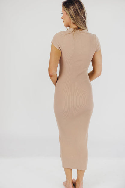 Wren Ribbed Knit Maxi Dress with Square Neckline in Dusty Blush (XS-XL) - Worth Collective Exclusive