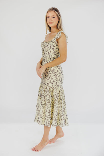 Emery Midi Dress in Vintage Tea (Sizes S-XL)