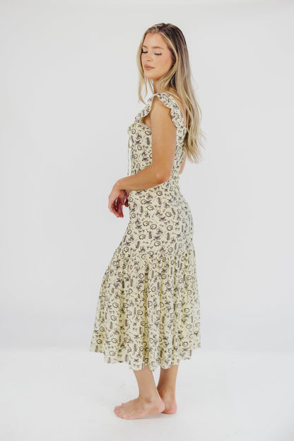 Emery Midi Dress in Vintage Tea (Sizes S-XL)