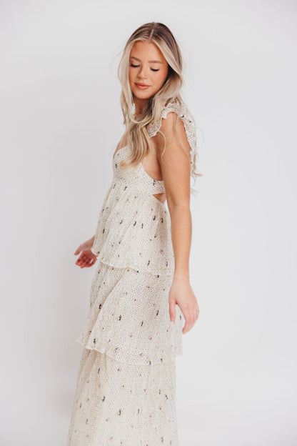 Caroline Maxi Dress in Ivory Polka Dot