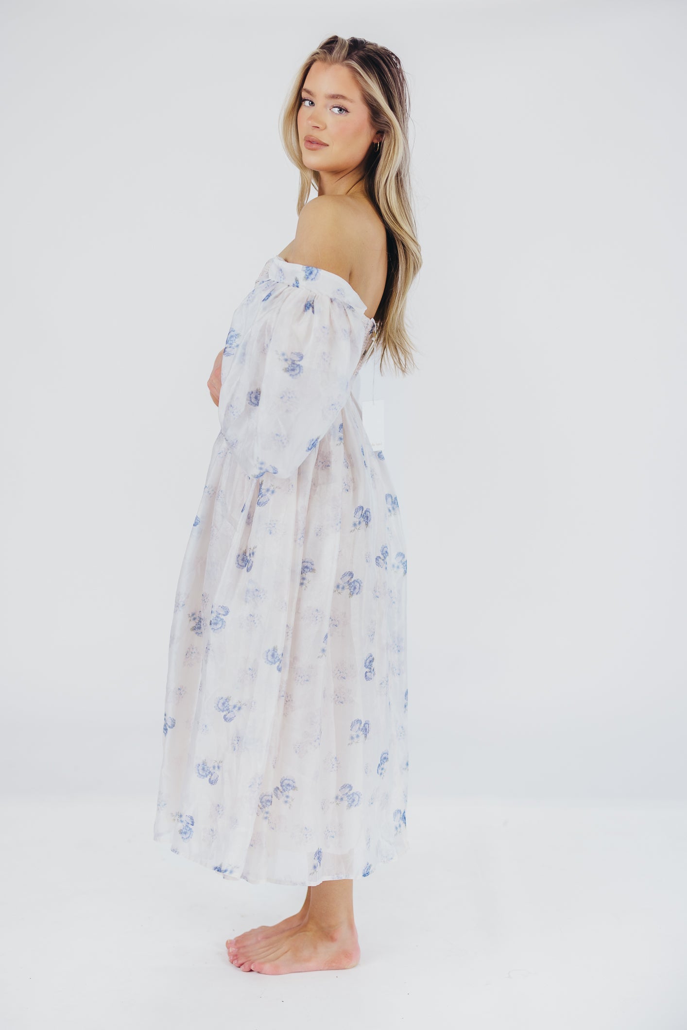 Harlow Maxi Dress in Muted Blue Floral - Bump Friendly & Inclusive Sizing (S-3XL)