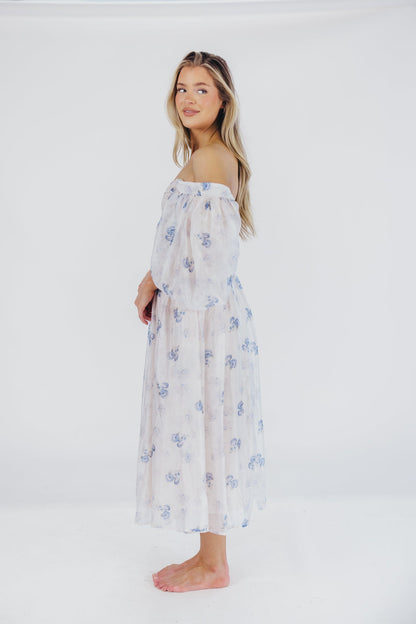 Harlow Maxi Dress in Muted Blue Floral - Bump Friendly & Inclusive Sizing (S-3XL)