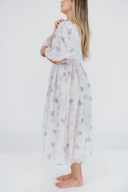 Harlow Maxi Dress in Muted Blue Floral - Bump Friendly & Inclusive Sizing (S-3XL)