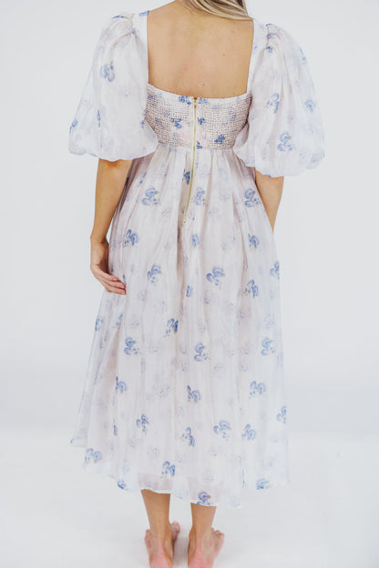 Harlow Maxi Dress in Muted Blue Floral - Bump Friendly & Inclusive Sizing (S-3XL)