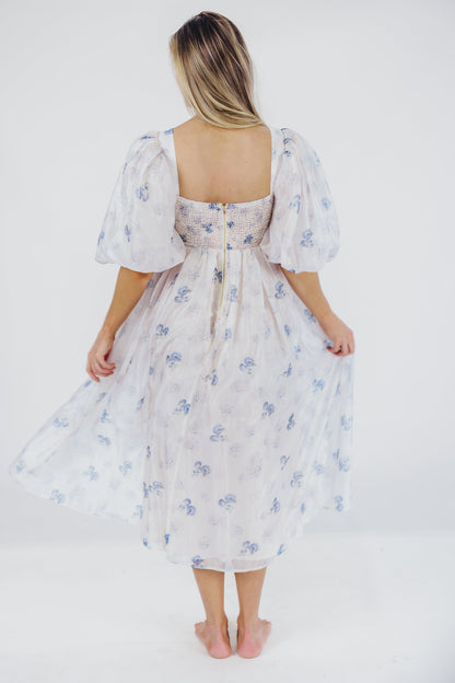 Harlow Maxi Dress in Muted Blue Floral - Bump Friendly & Inclusive Sizing (S-3XL)