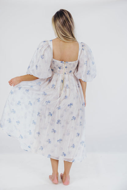 Harlow Maxi Dress in Muted Blue Floral - Bump Friendly & Inclusive Sizing (S-3XL)