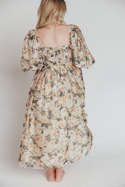 Harlow Maxi Dress in Champagne Floral - Bump Friendly & Inclusive Sizing (S-3XL)