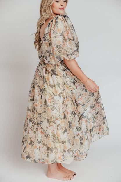 Harlow Maxi Dress in Champagne Floral - Bump Friendly & Inclusive Sizing (S-3XL)