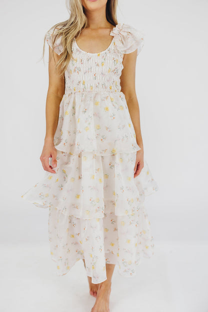 Forever & Always Midi Dress in Tiny Yellow Floral - Bump Friendly & Inclusive Sizing (S-3XL)