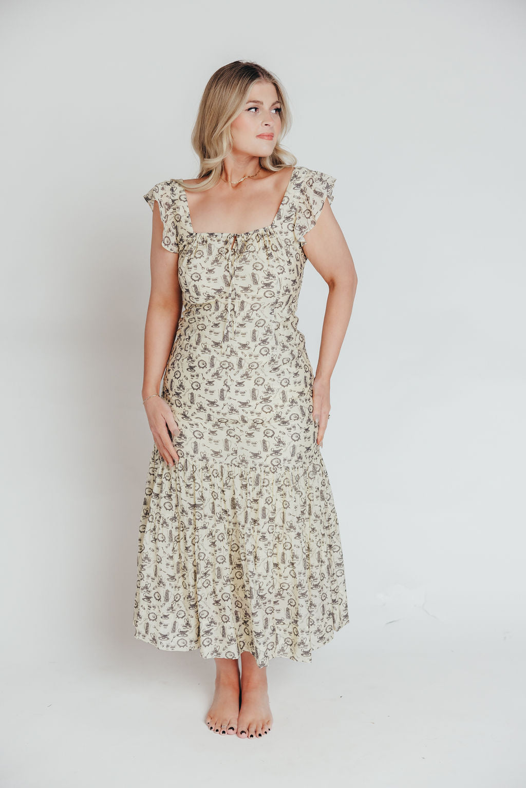 Emery Midi Dress in Vintage Tea (Sizes S-XL)