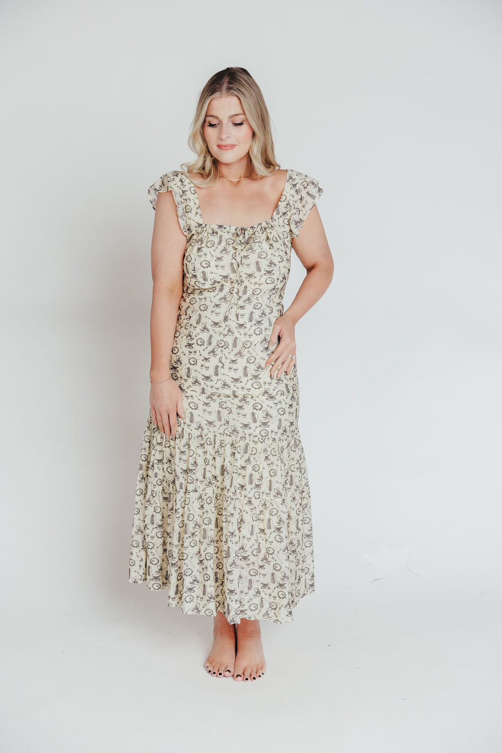 Emery Midi Dress in Vintage Tea (Sizes S-XL)