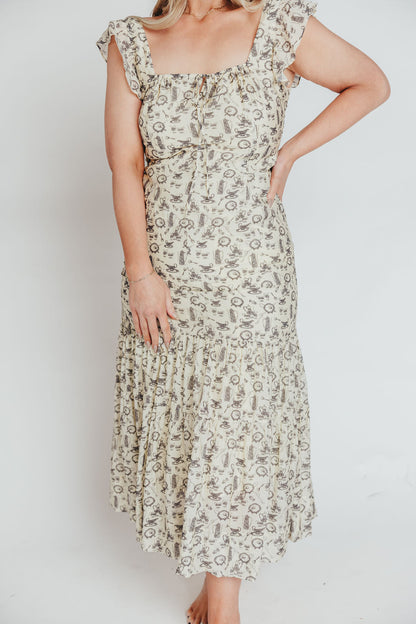 Emery Midi Dress in Vintage Tea (Sizes S-XL)