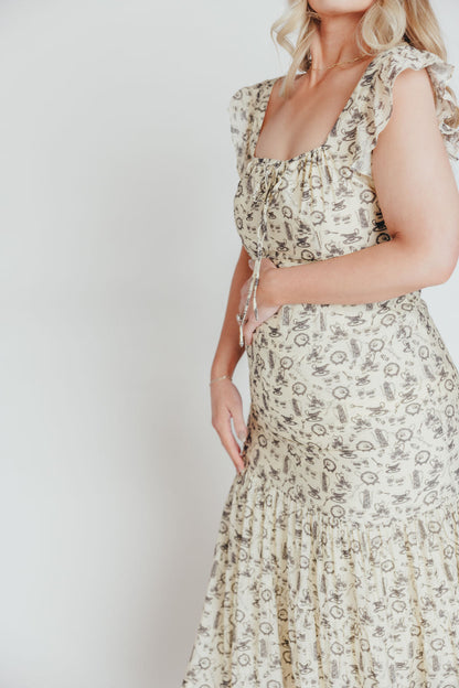 Emery Midi Dress in Vintage Tea (Sizes S-XL)