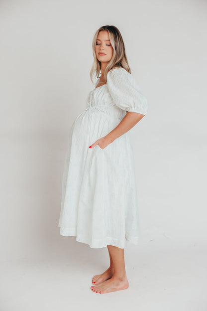 Edda Coastal Midi Dress in Sage - Bump Friendly & Inclusive Sizing (S-3XL)